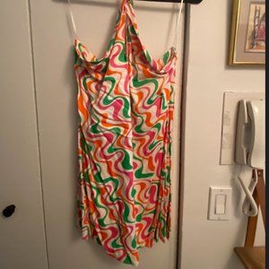 Zara Summer Wavy Halter Dress, Size XL NWT